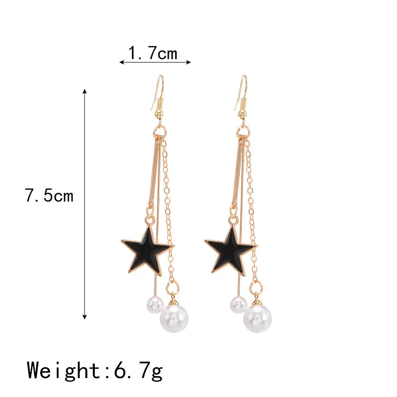 Серьги с жемчужинами в виде звезды длинные милые серьги-клипсы кисточками