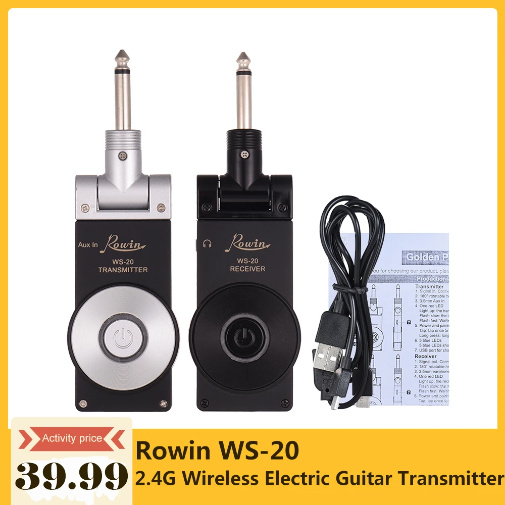 Rowin WS 20 2 4G Беспроводной Электрический гитарный приемник передатчик Комплект