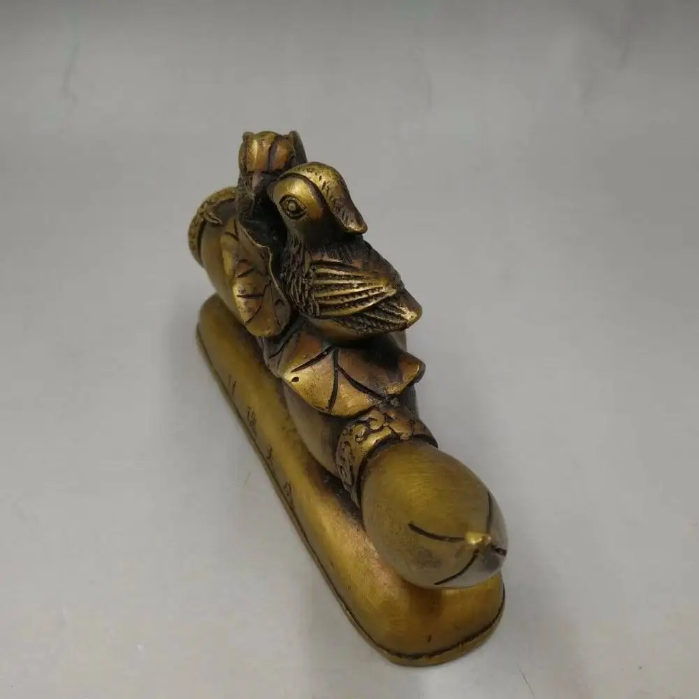 Китайская античная бронзовая скульптура корень лотоса утка-МАНДАРИНКА