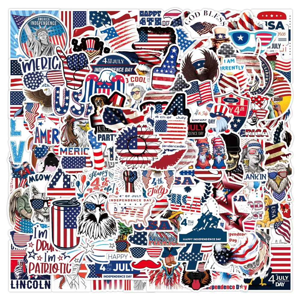 

3Set=300PCS New American Independence Day Graffiti Sticker Helmet Notebook Scooter Water Cup Waterproof Sticker