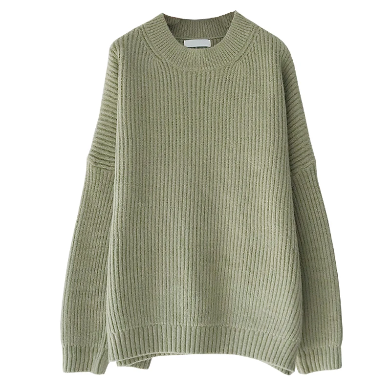 Свитер женский трикотажный FINEWORDS с длинным рукавом и круглым вырезом Осень-зима |