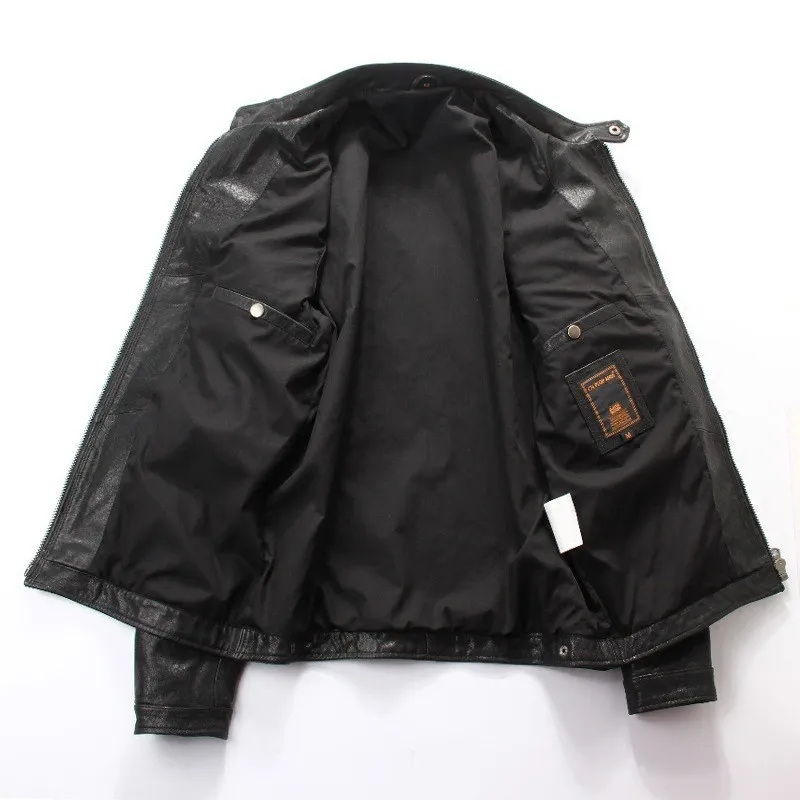 

Designer Mens Spring New Sheepskin Leather Jacket Motorcycle Biker Genuine Leather Jacket Casual Punk Outwear Coat Rock Jackets