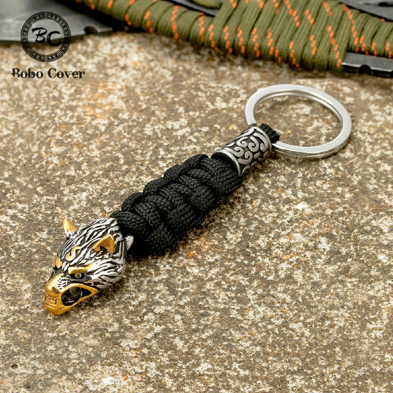 Мужской брелок с подвеской в виде головы волка из нержавеющей стали - купить по