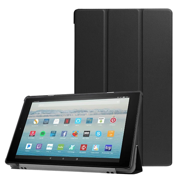 black Чехол для нового планшета Amazon Fire HD 10, легкий тонкий Чехол-подставка с подставкой - Цвет: black