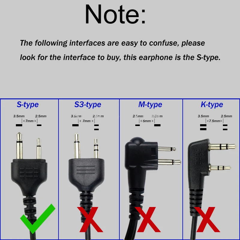 

Headphone microphone for ICOM IC-V8 IC-V82 Cobra Vertex VX-200 walkie-talkie S-type 2-pin PPT anti-noise air sound tube headset