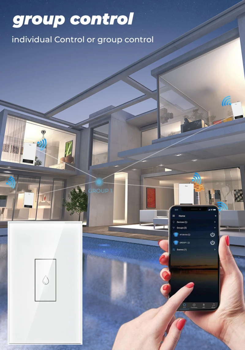 Wi-Fi водонагреватель Tuya US Smart Touch настенный светильник 4400 Вт таймер голосовое
