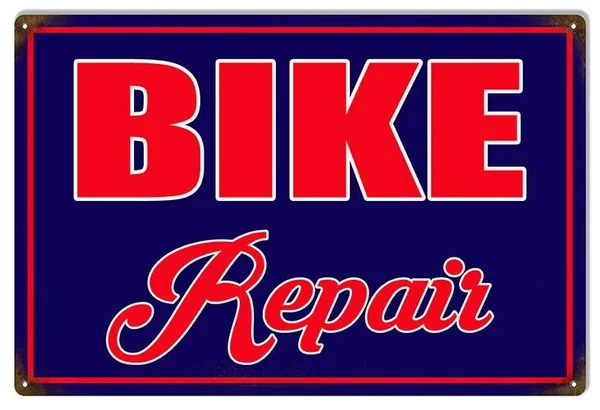 

Vintage Metal Tin Sign Bike Service Shop Repair Outdoor Yard Signs & Home Bar Kitchen Restaurant Wall Decor Signs 12X8Inch