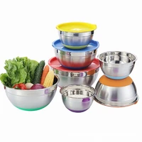 5 piece stainless steel mixing bowls with lids silicone bottom nesting storage bowls meal mixing prepping