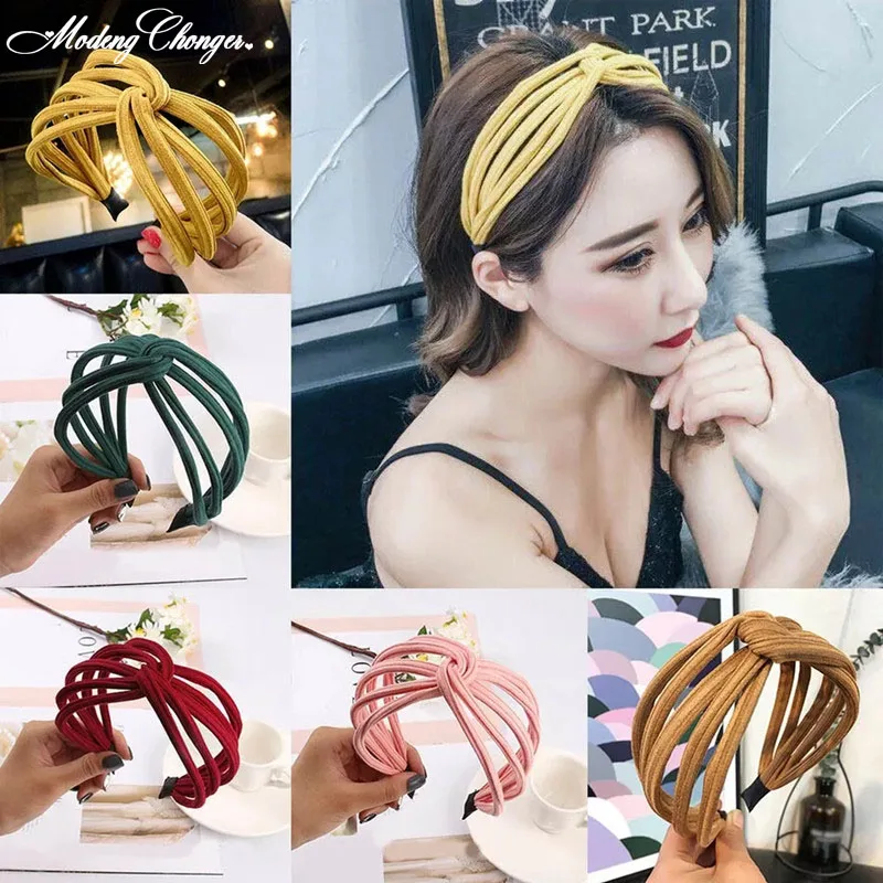 

New Spring Summer Fashion Wide Hairwear Women's Temperament Hairband Simple Style Knot Headband Hair Accessories Turban Headwear