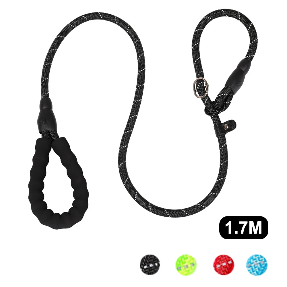 

Nylon Dog Leash Collar for Outdoor Walking Training Reflective Dog Leashes Handle Rope P Style Adjustable Collar Belt 1.7m