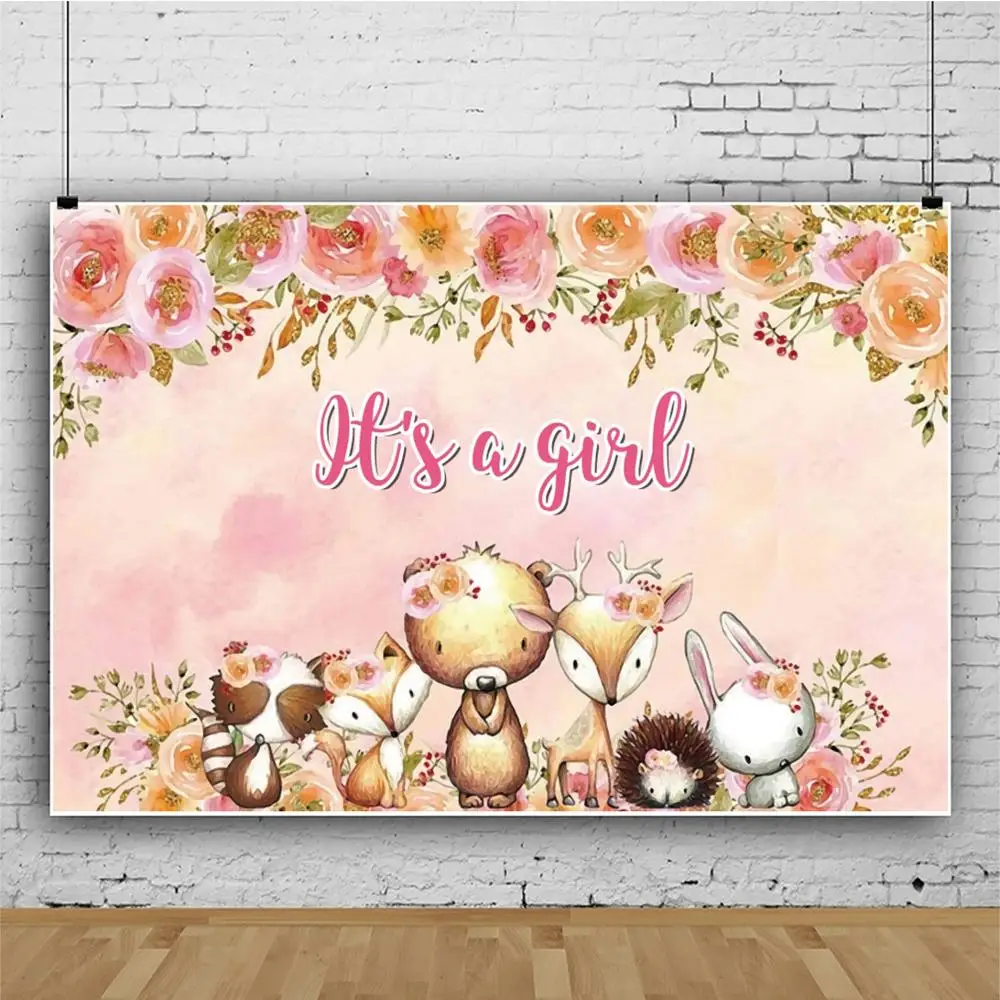 Виниловый фон для фотосъемки новорожденных в день рождения с изображением диких