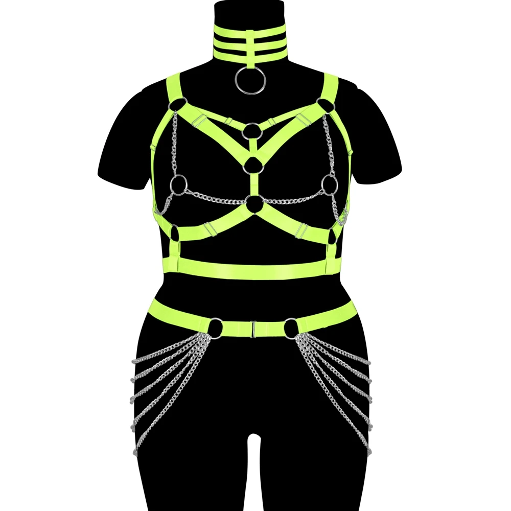 Бондажное белье для пышных женщин фетиш аксессуары на цепочке БДСМ женское