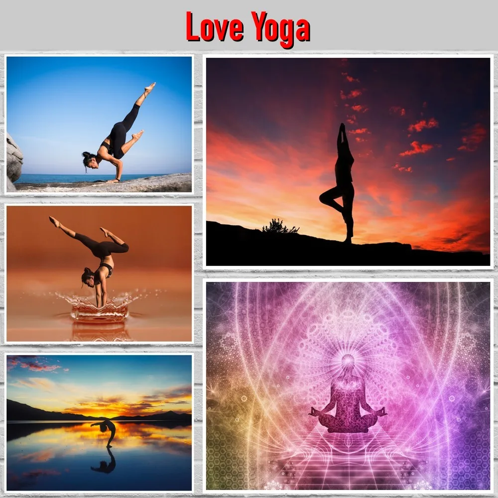 

Плакат Love Yoga, белая художественная бумага, постеры для рок-фильмов, художественные настенные наклейки для домашней комнаты