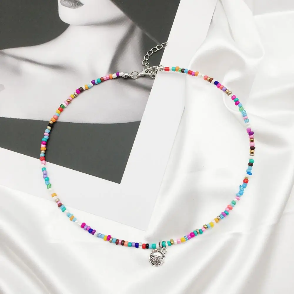 Ожерелье-чокер женское с разноцветными бусинами | Украшения и аксессуары