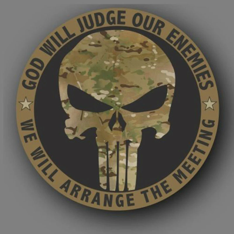 Наклейка на автомобиль смешной Бог будет судить о наших врагах наклейка Встреча