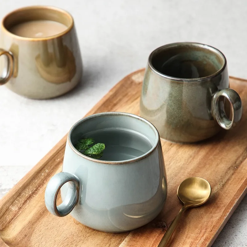 

Ceramic Mug Retro Coffee Cups Kiln Changed Water Milk Cups Japanest Style Single Pot Bellied Mugs Birthday Gifts