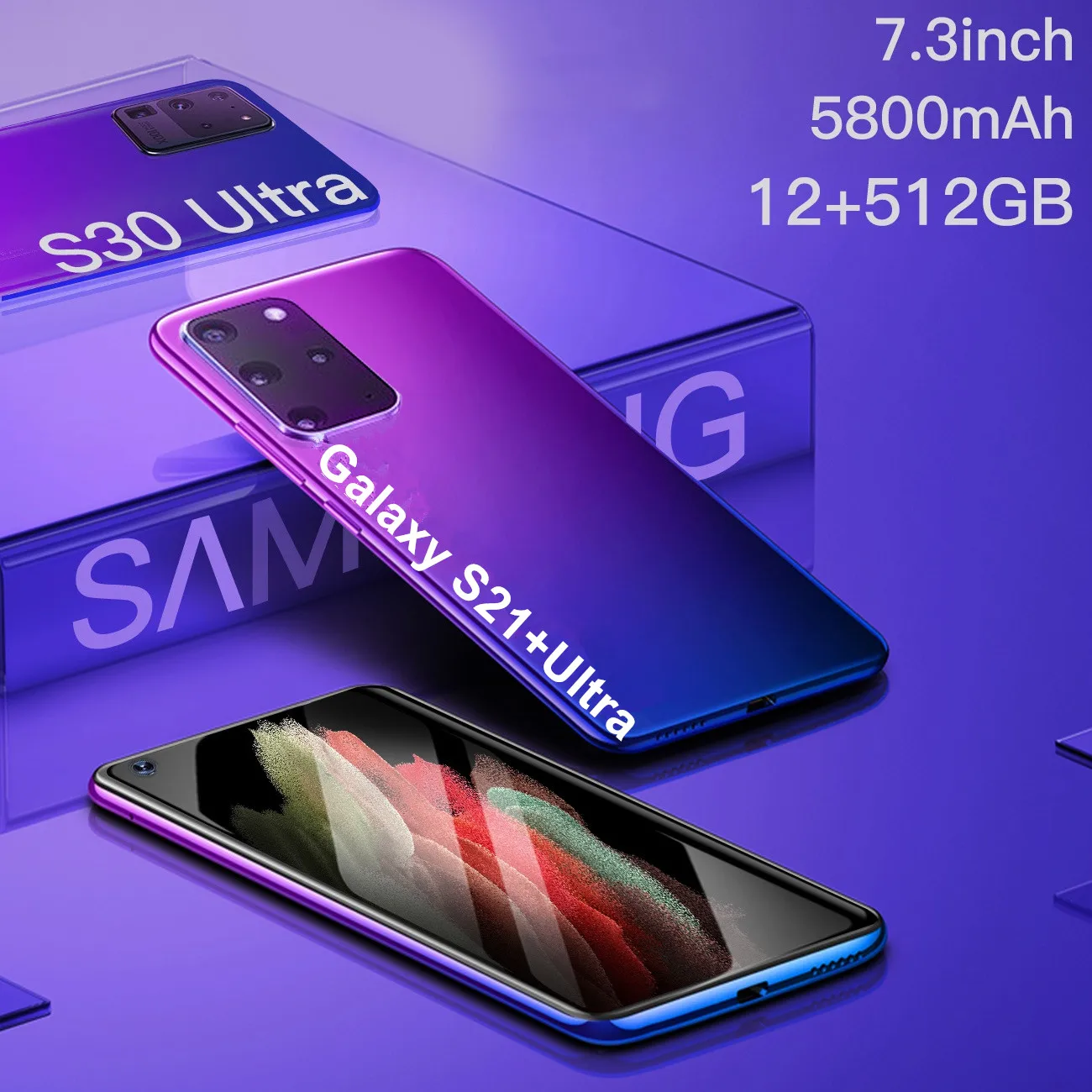 

Gaxlay S21+ Ultra 5G 7.3 Inch Smartphone 5000mAh Aandroid 10.0 Unlock Global Version 16MP+32MP 12GB+512G Mobile Phones Celular