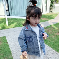 cherry jean jacket spring autumn coat girls kids outerwear teenage top children clothes school long sleeve high quality