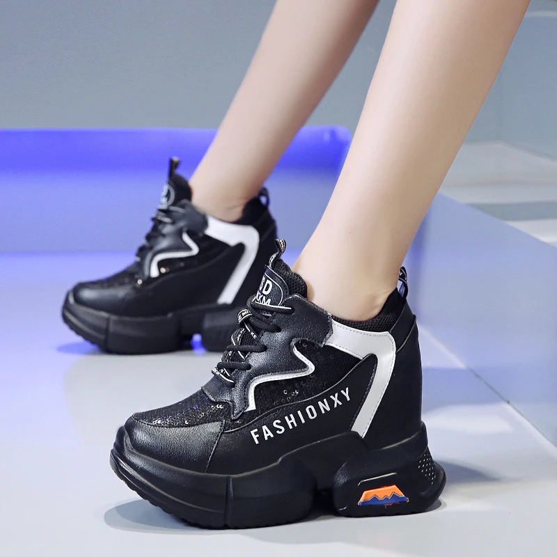 Rimocy/Новинка весны 2020 года Кроссовки на массивной платформе со скрытым каблуком Женские кроссовки толстой