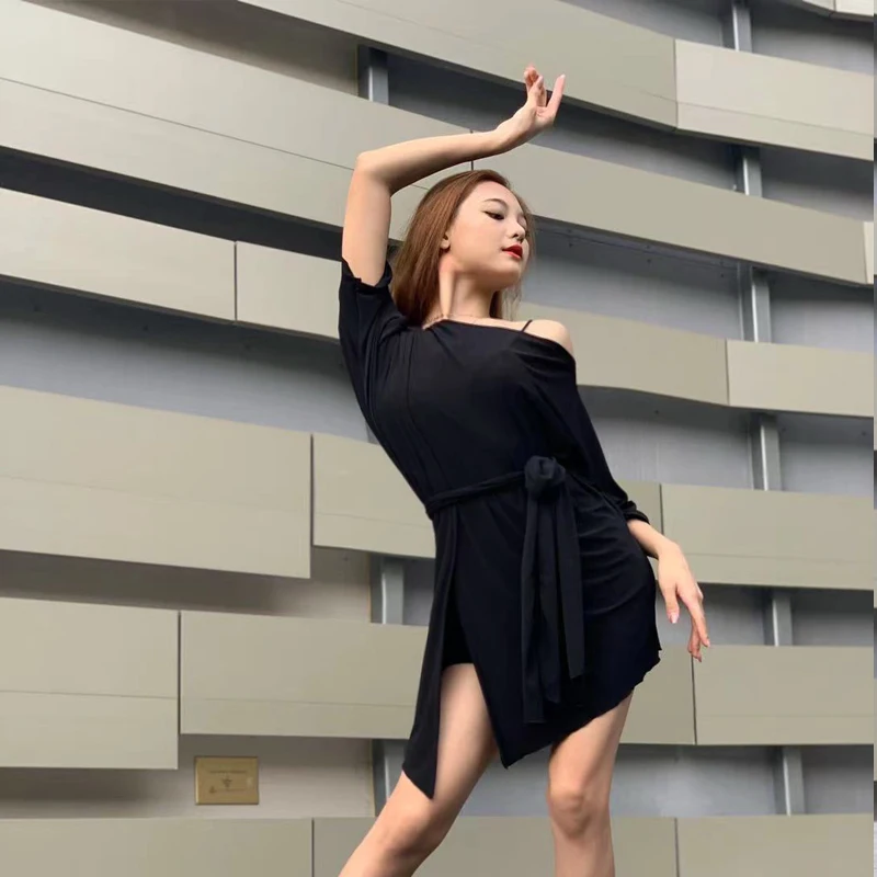 

Женское платье с поясом для латиноамериканских танцев, соблазнительные платья с открытой спиной для взрослых, танго, сальсы, ча-ча, самбы, ру...