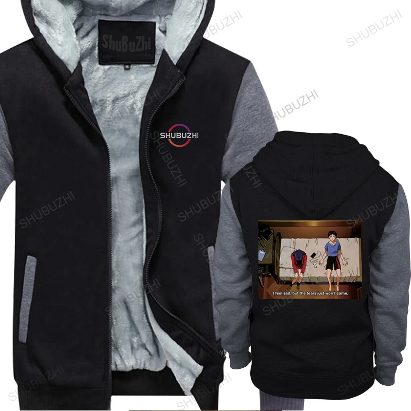 

fashion warm coat men fleece hoodie Sad Retro Anime Crying Eyes Vaporwave Harajuku unisex Outwear male sweatshirt thick hoody