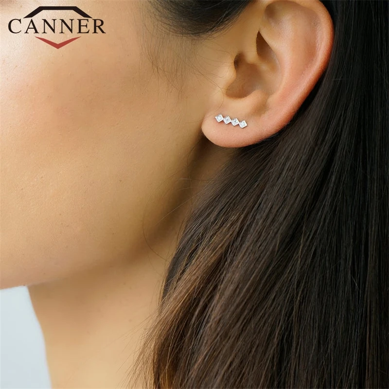 925 пробы серебряные Простые стразы запонки для ушей серьги золотые пирсинг