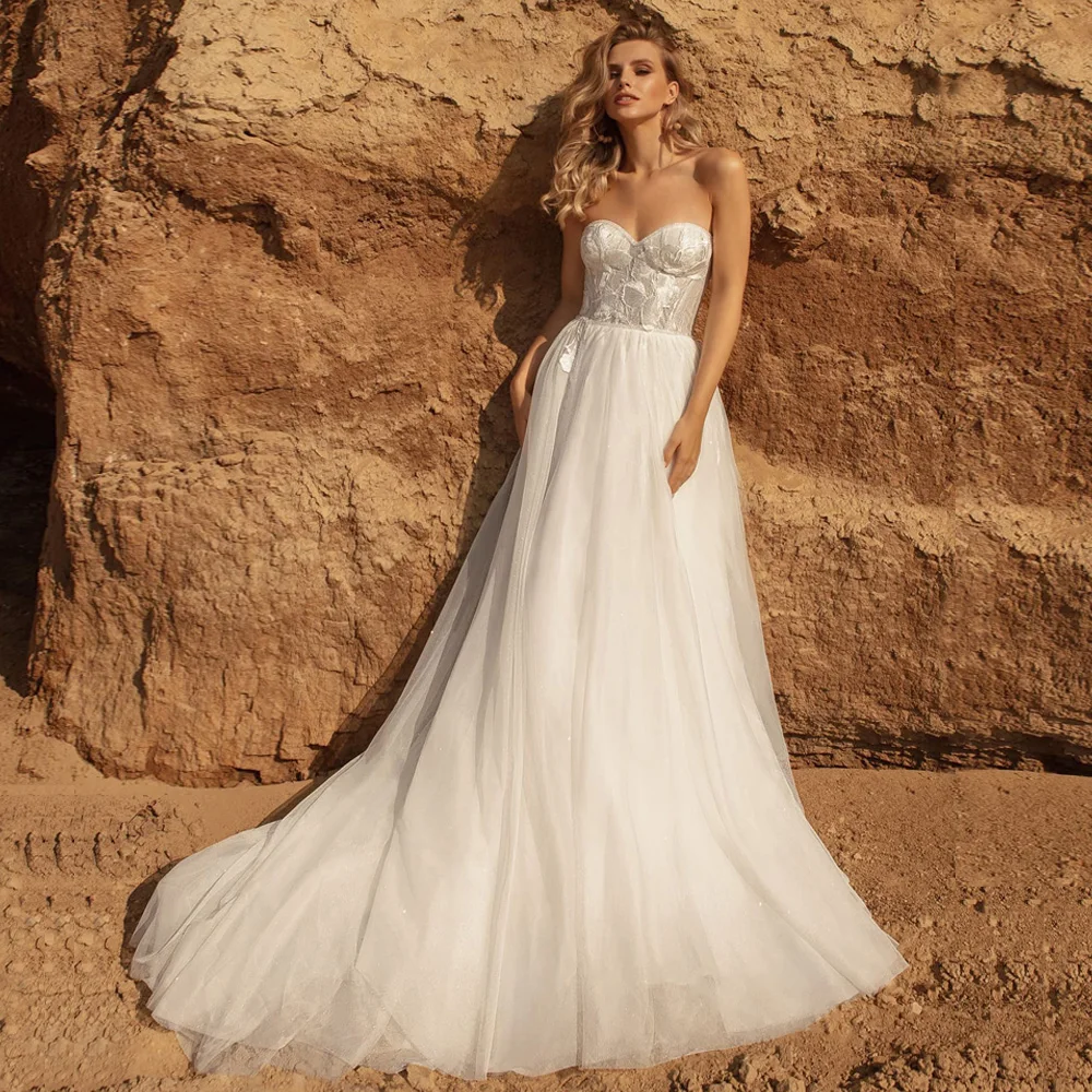 Новое поступление Милое Свадебное платье без рукавов Vestidos De Noiva Кружевной Тюль с