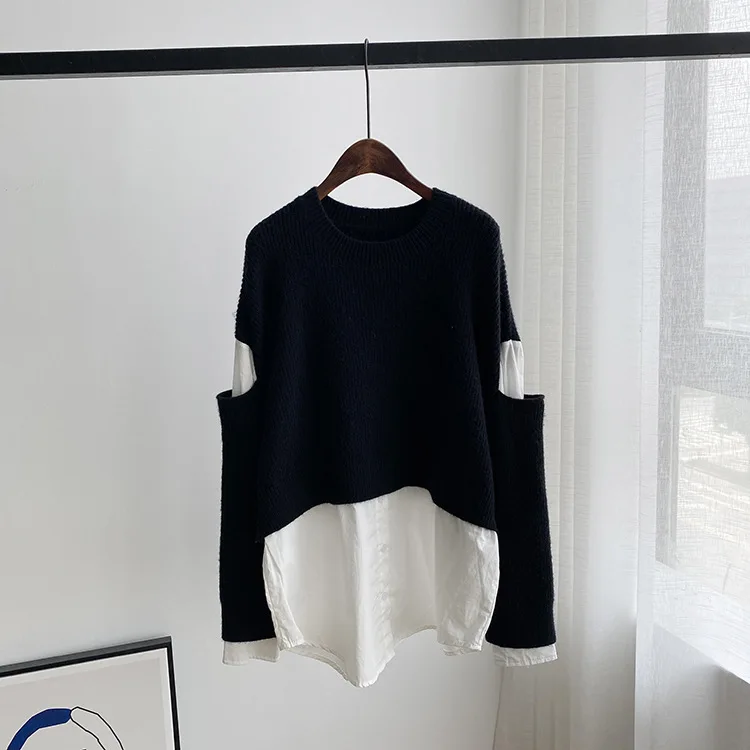 

Sweaters 2021 Women Autumn New Fake Two-piece Sweater for Women