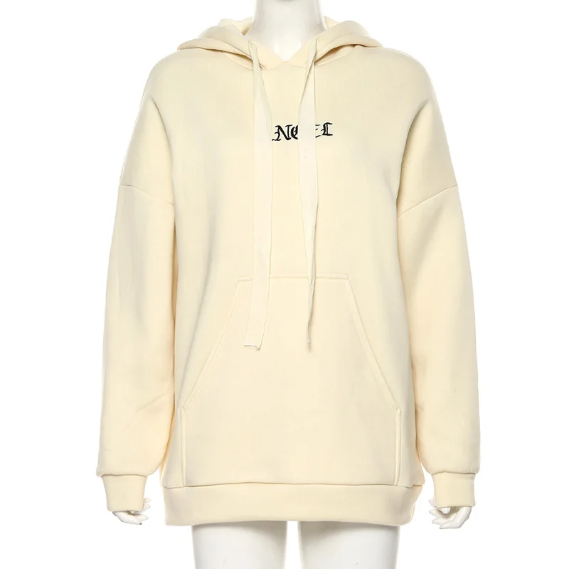 Осень-зима 2019 женские повседневные толстовки с длинным рукавом и капюшоном