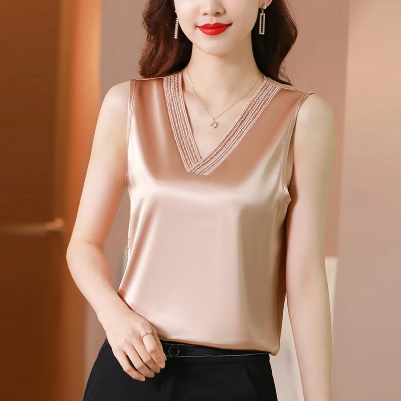 Шелковые топы для женщин Атласный Женский Топ на бретелях сексуальный женский