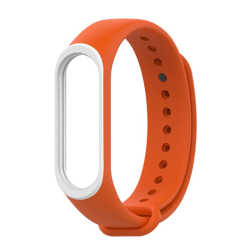 Для Xiaomi mi ремешок 4 ремешок силиконовый браслет для Xiaomi mi 4 аксессуары браслет mi Band 4 замена двойной цвет ремни - Цвет: Orange-white