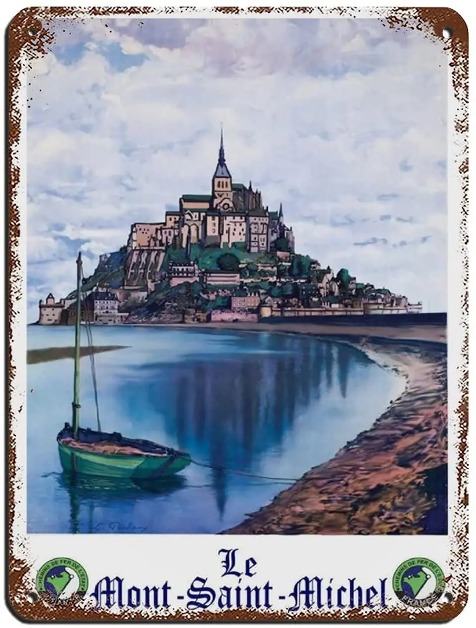 

Mont Saint Michel Travel Poster Tin Sign Vintage Metal Pub Club Cafe bar Home Wall Art Decoration Poster Retro 12×16inch