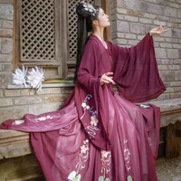 burgundy hanfu chinese traditional ancient women clothes hantang dynasty fairy classical performance stage costume for women