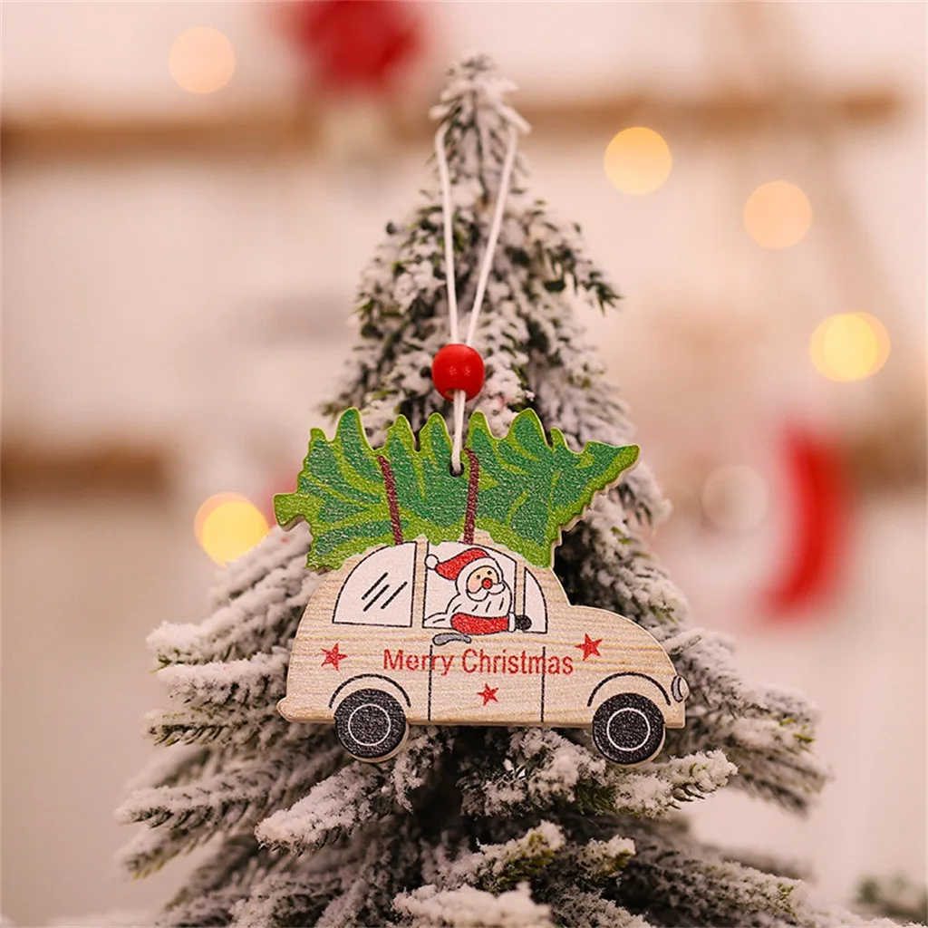 Рождественский окрашенный деревянный кулон для автомобиля Рождественская елка