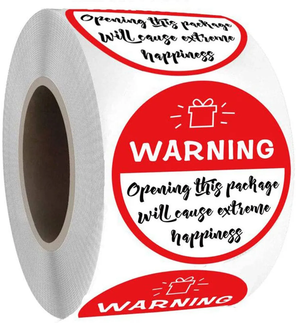 

1.5inch Black and White Adorable Warning: Extreme Happiness Sticker Labels for Business 500pcs Small Business Stickers