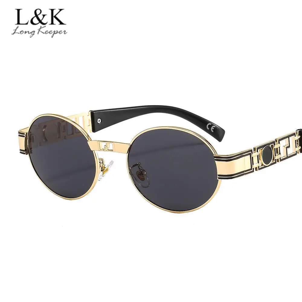 

LongKeeper Vintage Oval Steampunk Sunglasses Men Women Classic Metal Frame Sun Glasses Female Fashion Round Eyewear UV400 Shades