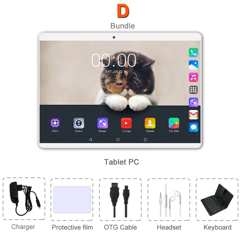 Комплект 4 CiGe 10,1 дюймов планшетный ПК Android 8,0 SIM WiFi компьютер tab Pc планшет Восьмиядерный 64 ГБ Мини компьютер ПК 7 8 9 10 планшеты - Комплект: Комплект 4