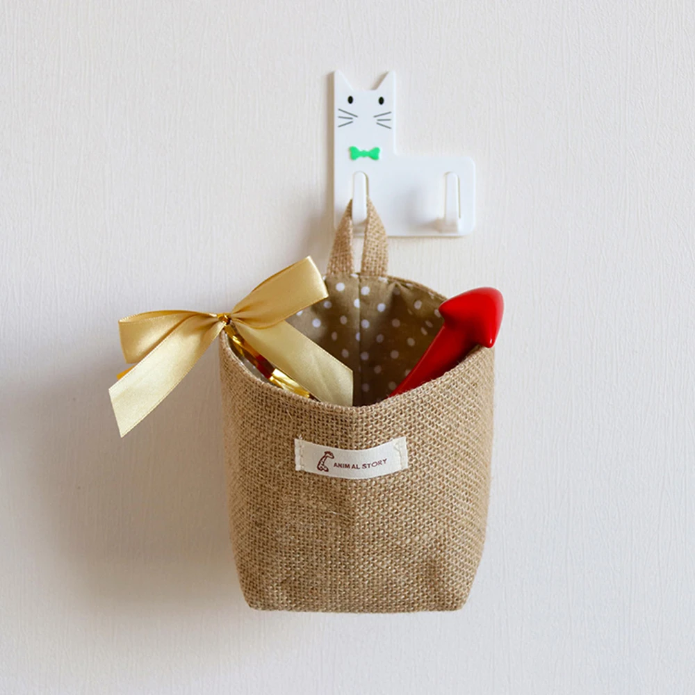 1 шт. Льняная сумка из хлопковой ткани настенная Дверь Шкаф подвесной органайзер