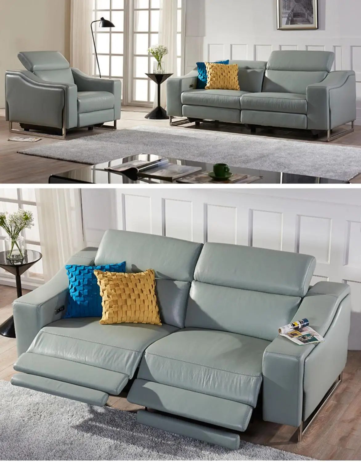 

Комплект диванов для гостиной, угловой диван, Электрическое Кресло, диваны из натуральной кожи, 2 сиденья + 1 сиденье, мебель для дома