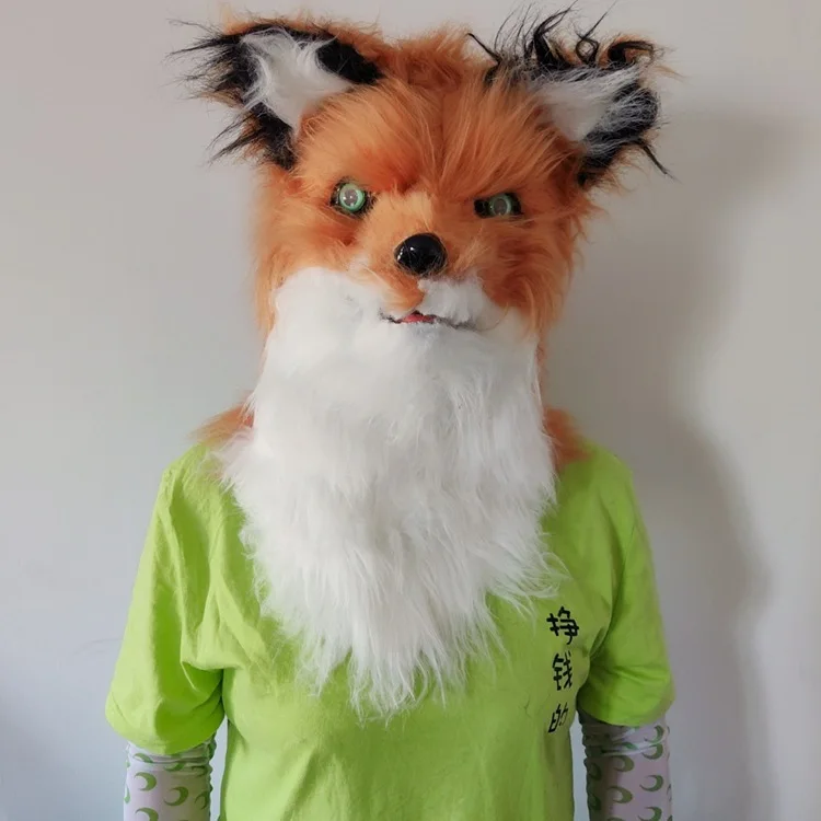 Космак с подвижным ртом и лисьей головой животное панда тигр Хаски орангутан