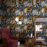 american style rainforest banana plant leaves pvc wallpaper rolls for bedroom living room tv sofa background wall paper decor