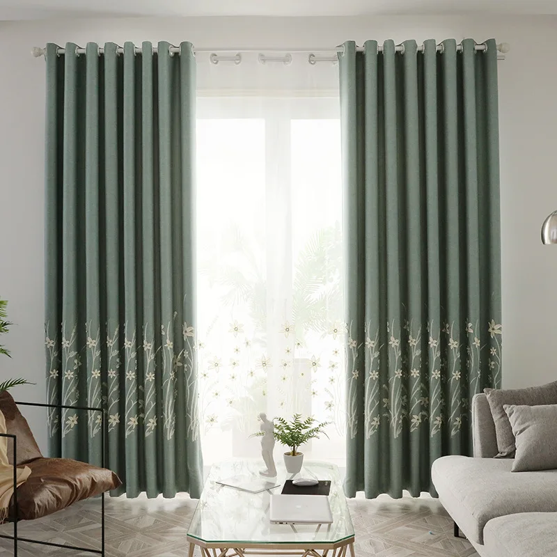 

Embossed Embroidered Modern and Simple Thickened Multi-purpose Curtains for Living Room Bedroom and Study High Shading Rate
