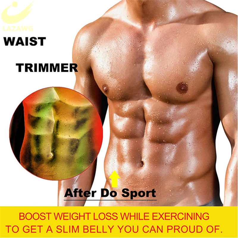 LAZAWG Mens Body Shaper Waist Trainer Sauna Suit Sweat Vest Weight Loss Shirt Fat Burner Workout Tank Tops Slimming Underwear