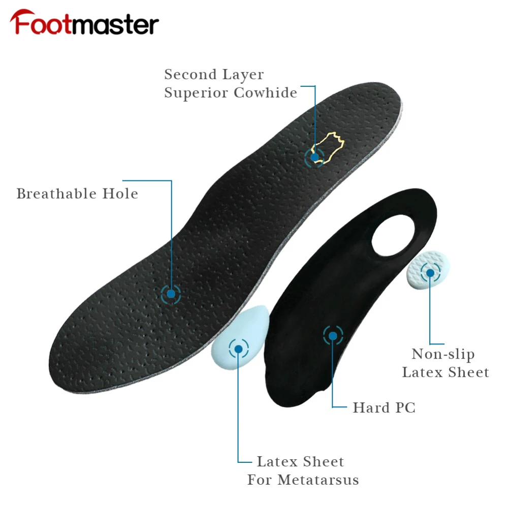 FootMaster Sheepskin Latex insoles Orthotic arch support leather insole comfortable shoe pads inner shoe pads Unisex