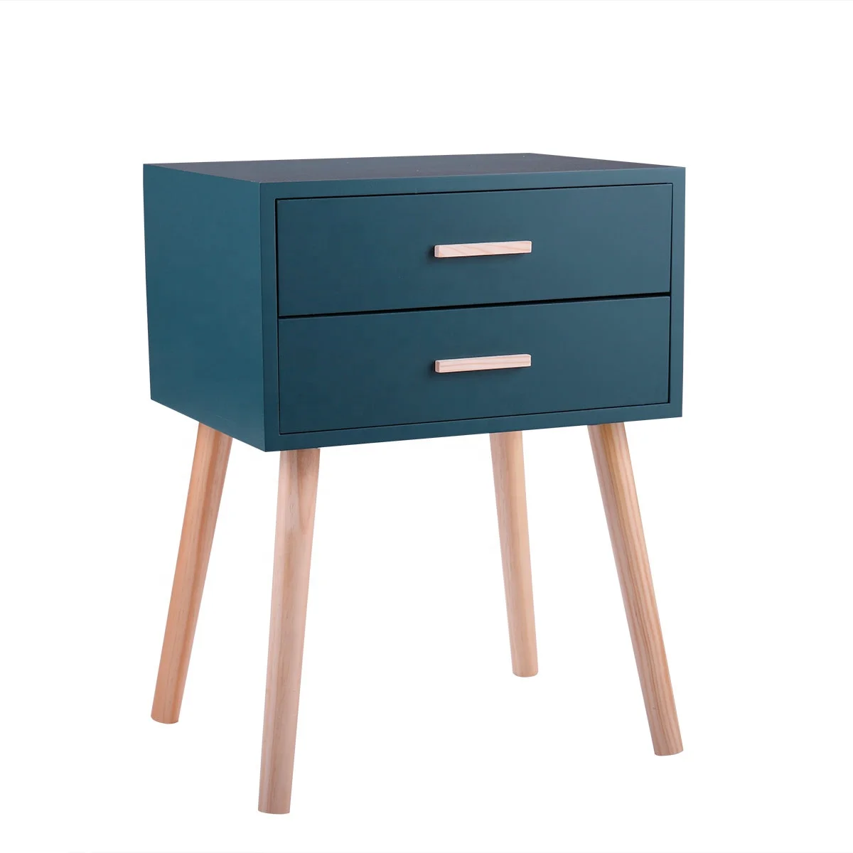 

Прикроватный шкаф с двумя ящиками-озерно-голубой