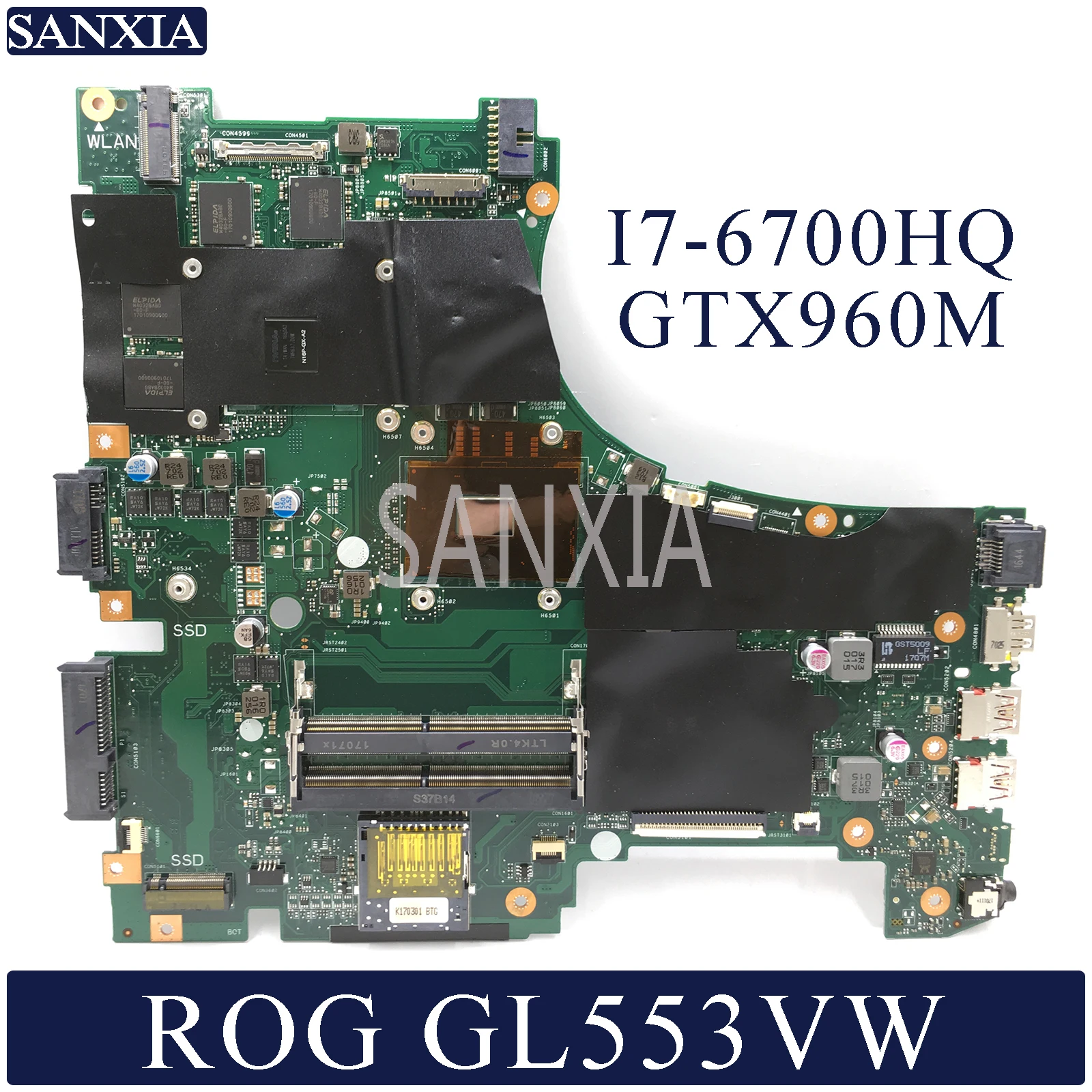 Материнская плата KEFU GL553VW для ноутбука ASUS ROG оригинальная материнская I7-6700HQ GTX960M |