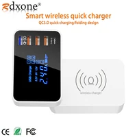 quick charge 3 0 type c usb charger adapter qi wireless charger led display fast charger for xiaomi huawei samsung