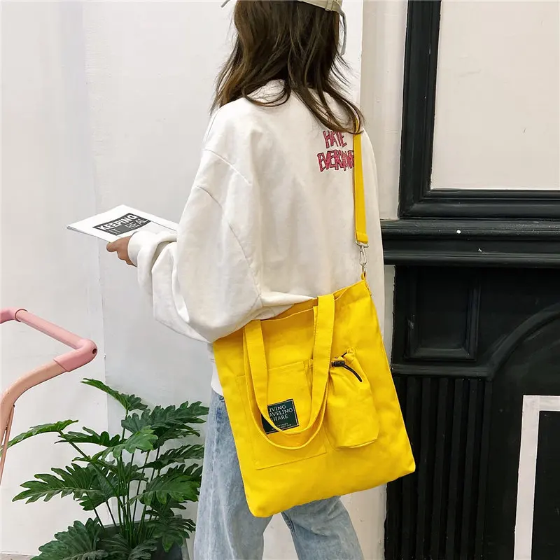 

Холщовая Сумка-тоут на молнии для женщин, многоразовый вместительный саквояж на плечо, эко-тканевый мешок для покупок