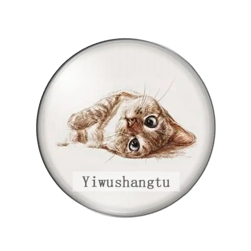 Круглый стеклянный кабошон ZB0543 для домашних животных сопровождается кошкой