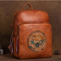 original vintage leather large capacity backpack womens 2022 new fashion computer backpack womens head leather womens bag